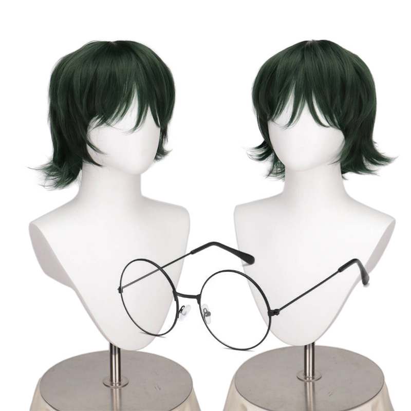 Short Green Hair Glasses Shime - Anime Cosplay Glasses ulasan dan harga