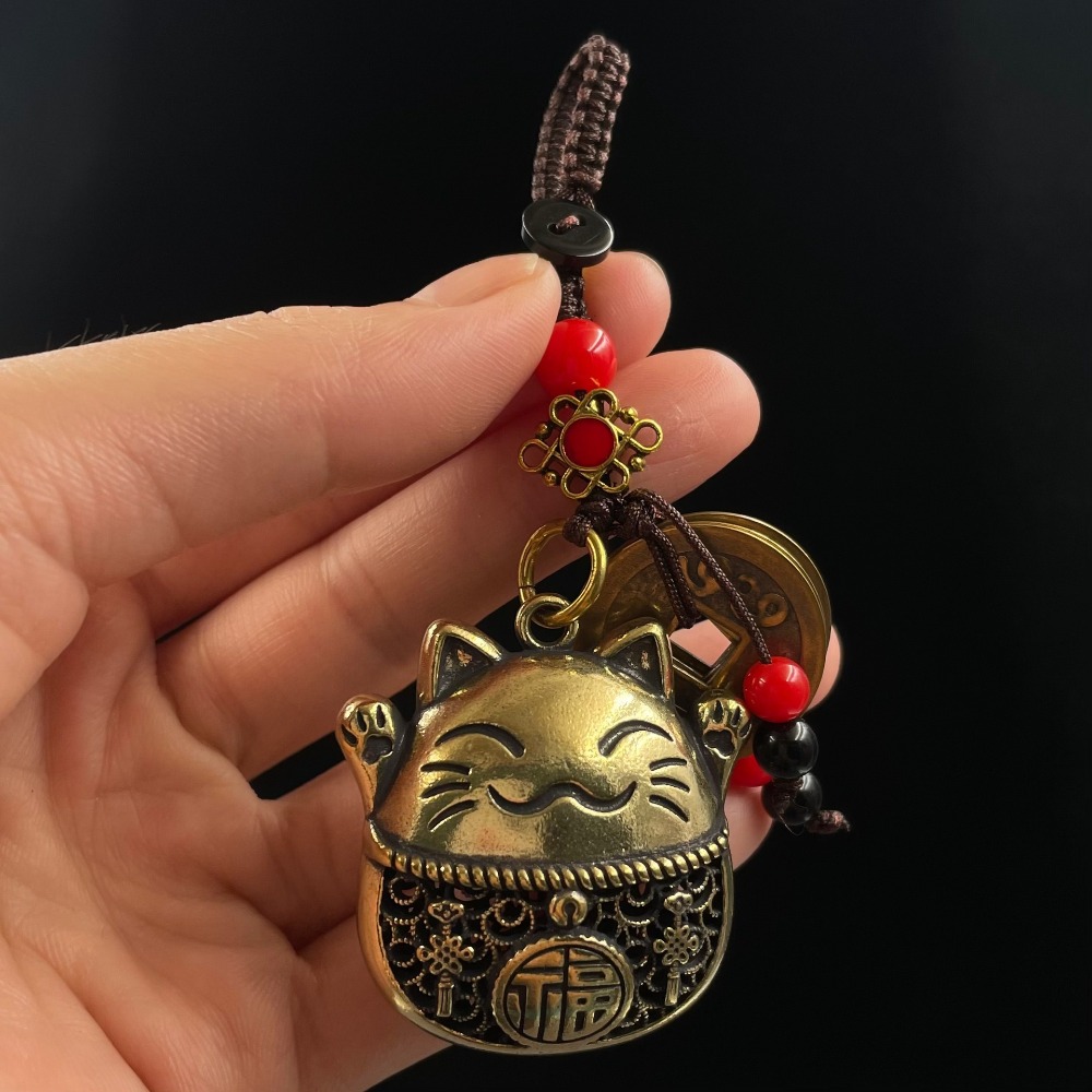 New Lucky Cat Brass Keychain w - Naruto Headband Metal ulasan dan harga