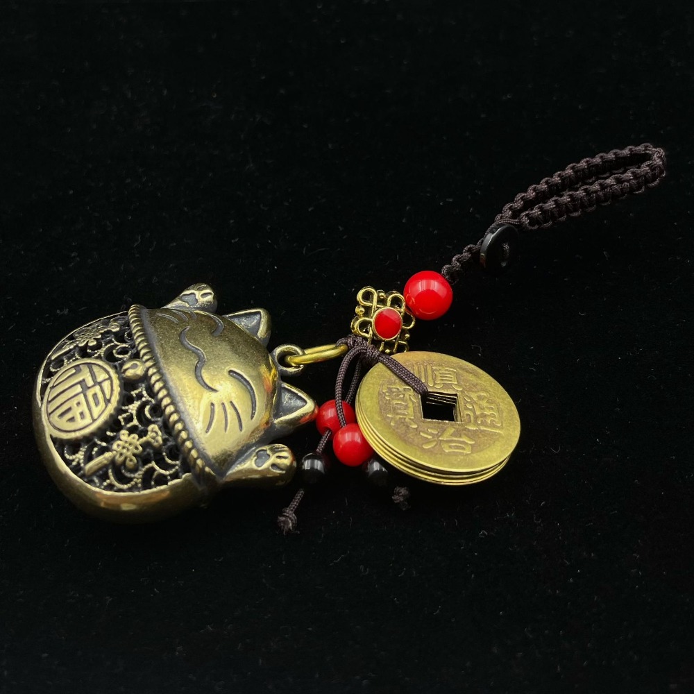 New Lucky Cat Brass Keychain w - Naruto Headband Metal ulasan dan harga